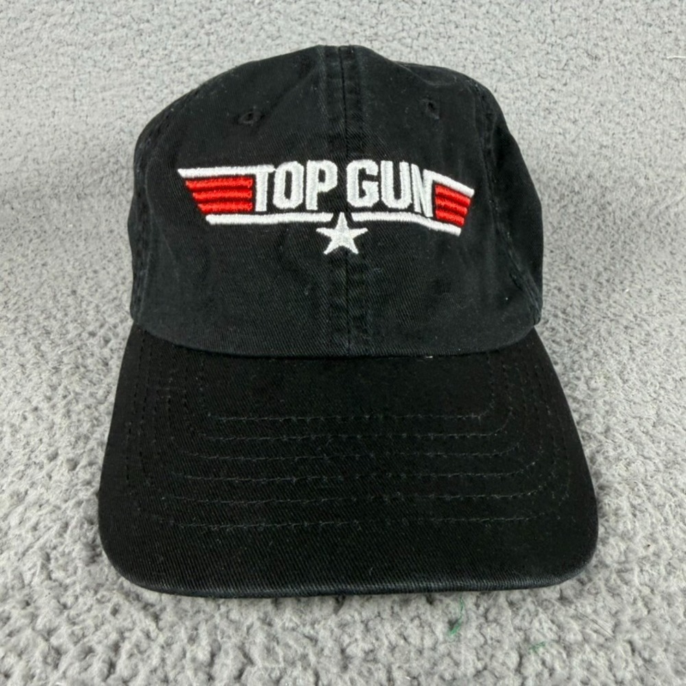 Top Gun Cap Unisex One Size Black Strapback Maverick Iceman Flight Pilot Hat